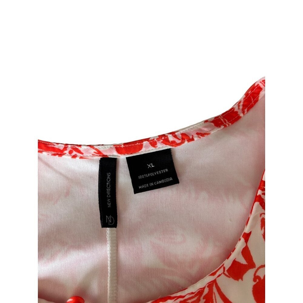 New Directions Women's Orange & White Tunic Top - Picture 4 of 6